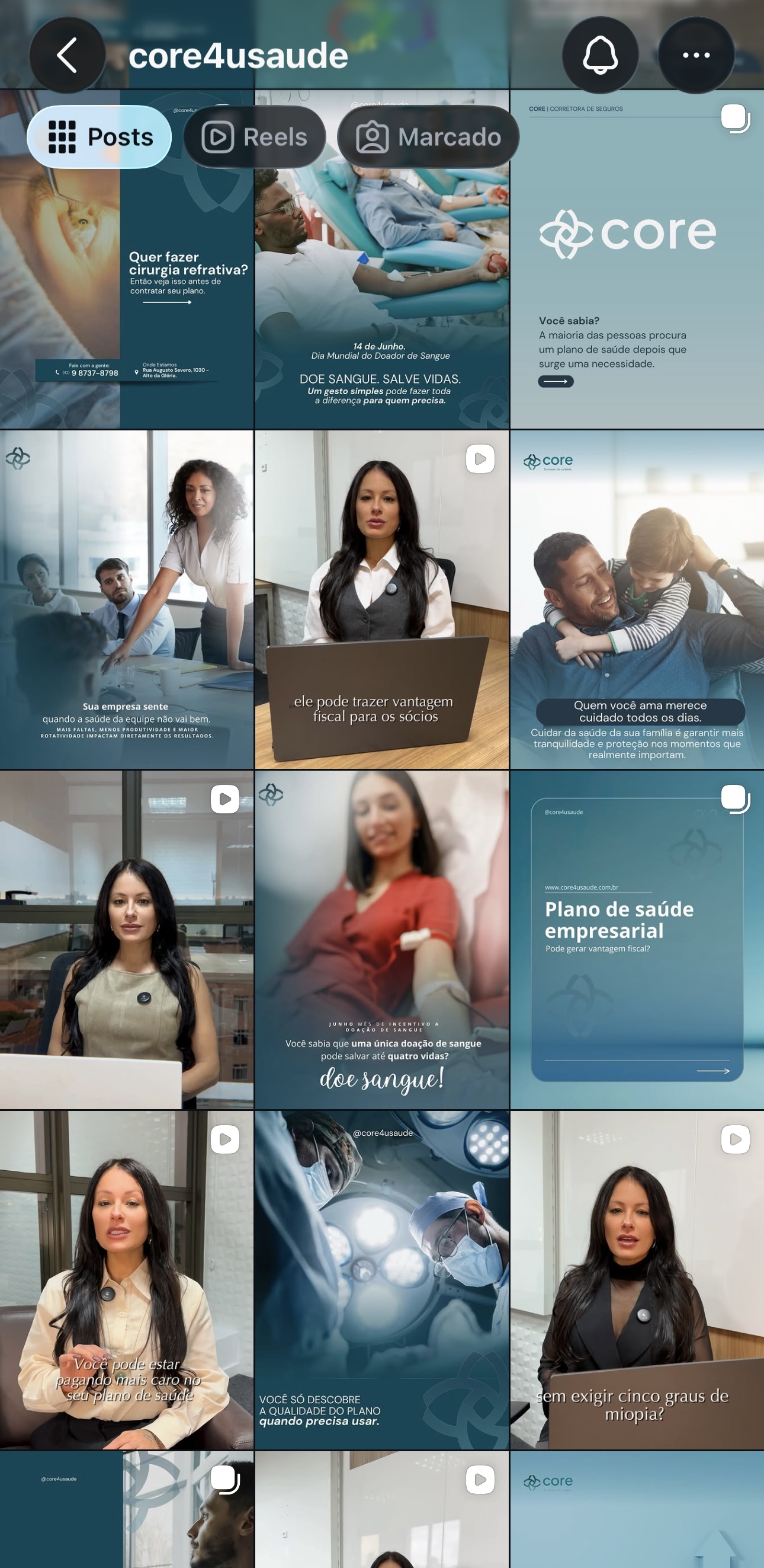 Perfil @core4usaude com conteúdos produzidos pela Dary Estrutura Digital